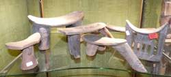 Africain: (6pcs) 2 appuie-nuques Ethiopie + 4 chaises Lobi