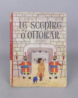 BD : Tintin HERGE éd CASTERMAN - Le Sceptre d'Ottokar - (ds l'état) A18 1942 , paginé de 2 - 107 , 4 HT coul. , gardes bleu foncé , 20 Mille