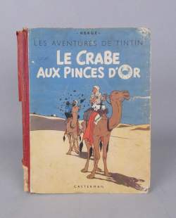 BD : Tintin HERGE éd CASTERMAN - Le crabe aux pinces d'or - (rest. , déchi , acc , taches) A18 1942 , paginé de 4 - 103 , 4 HT coul. , gardes bleu foncé