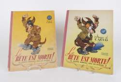 BD : La bête est morte T1 et 2 (usure +/ - marquée , se détache par endroitS , acc) CALVO /DANCETTE /ZIMMERMAN Qd la bête est déchaînée 1946 et Qd la bête est terrassée nov 1945
