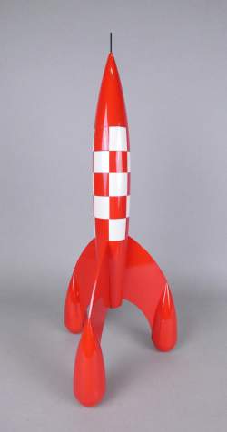 BD : Hergé Fusée Tintin en bois (Chocs , pts ecl , décollement) - Objectif Lune - attribué à AROUTCHEFF Michel