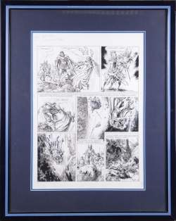 BD : Encre rehauts de gouache planche N°38 Le chevalier Blanc - Le serment du Bûcher - FUNCKEN L et Liliane et Fred