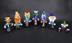 Verrerie : Clowns et cendrier en verre multicouche MURANO