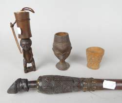 Africain : Lot Luena et Pende Congo (4pcs) dont : Sceptre de pouvoir