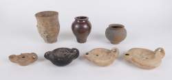 Objet : Vases/pots et lampe à huile en terre cuite ancienne (bon état gen)(7pcs)