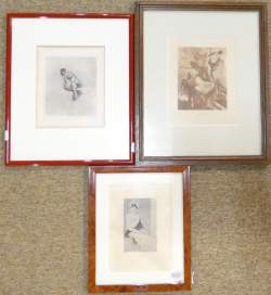 Estampe : (3pcs) Eau - forte & Héliogravure attribué à ROPS Félicien