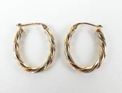 Bijou : Paire de boucles d'oreilles en or 3 tons 18K