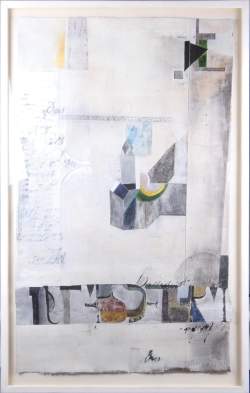 Tableau Technique mixte titré et daté au dos -Composition- 1986 signé et cachet