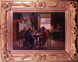 Tableau HST -Les fumeurs de pipe dans la taverne- signé GIESSEL Wilhelm Friedric