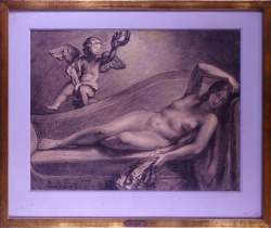 Tableau: Fusain -Danaé- signé WANTE Paul