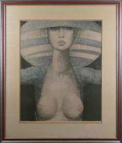 Estampe : Lithographie couleur - l'Ange bleu - Epreuve d'artiste signé VAN TUERENHOUT Jef