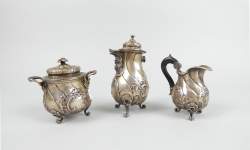 Argenterie : Partie de service à café en argent (acc) époque Louis XV insculpation Paris milieu 18eS