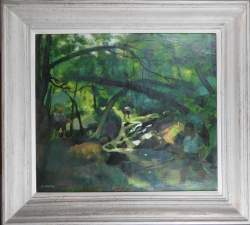 Tableau HST - Sous bois - signé DETRY Arsène
