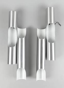 Luminaire : Appliques murales (4pcs) en aluminium brossé (traces d'usures/ peinture) designer KOMULAINEN Maija Liisa