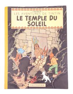 BD : TINTIN Hergé éd CASTERMAN - Le temple du soleil - EO dos B3 1949 2 symboles incas en p.de titre (Bel état gen , leg frottem ext Pt taches int , micro déchir dern page)