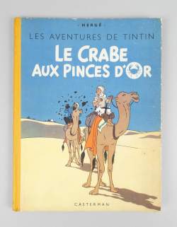 BD : Tintin HERGE éd CASTERMAN EO - Le crabe aux pinces d'or - (Bel état gen , déchirures int) A22 1944 dos jaune très rare , titre rouge