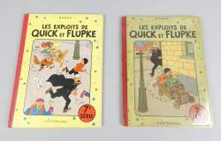 BD : Les exploits de Quick et Flupke Hergé : EO 1ère série en B2 1948 (noté 1949) (Bon état général , retouches sur couv , traces lectures int , collants) + 7e série B22Bis