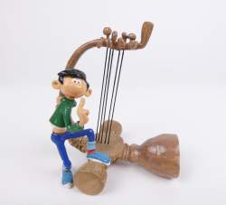 BD : Franquin , création Pixi - Gaston et son Gaffophone - N° 52/200 en métal sculpté circa 2007
