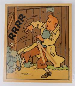 BD : Rare horloge TINTIN Hergé produit par NUANCE en 1986 sérigraphie sur polystyrène (jauni) mvt à quartz (En état)