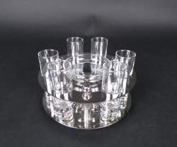 Objet : Service à caviar et vodka en verre et métal argenté