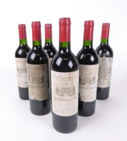 Vin : 6 bouteilles Château Plaisance 1997 Saint - Emilion Gran cru (Etiquette Sale , certaines E. abimées)