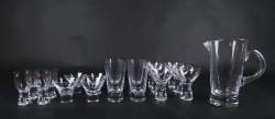 Verrerie : Partie de service de verres (22pcs) éditeur IITTALA Finland : carafe (rare) diff designers WIRKKALA Tapio