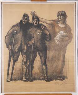 Estampe : Lithographie - Les Victorieux - daté 1920 contresigné à la main CARTE Anto