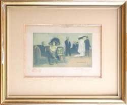 Estampe : Eau-forte couleur (pt déchi.) - c.N.LAMBERT - N° 24/50 daté 1914 signé BERNIER Charles