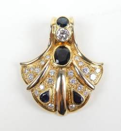 Bijou : Pendentif en or jaune 18K serti de diamants et de saphirs