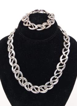 Bijou : Parure (collier et bracelet) en argent poinçon mexico 925