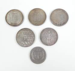 Collection de pièces de monnaie : petit lot en argent (sauf la 5 FS) avec une 50 FB Expo 35 Pos B frappe monnaie