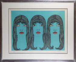 Litho couleur - 3 violettes perfides - 52/95 signé LABISSE Félix