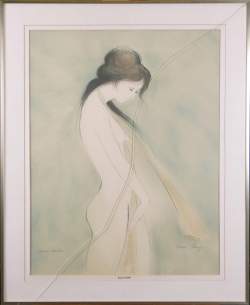 Estampe : Lithographie couleur - Femme nue - Epreuve d'artiste signé CHAROY Bernard