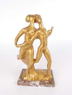 Sculpture : Bois sculpté doré - danseuses - daté 1926 signé JORIS Paul