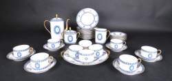 Céramique : service à café en porcelaine de Limoges - Raynaud de style Art Déco (25pcs)(egr)