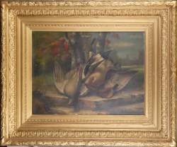 Tableau HST (trace d'usure) - Nature morte aux oiseaux - signé RUPERTI Karl