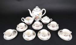 Céramique : Service à café en faïence Villeroy & Boch METTLACH (10pcs) : cafetière , pot à lait , sucrier , 7 tasses et sous tasses