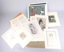 Estampe : Important lot de gravures et dessins de différents artistes dont : Regnart V. , Jacobs G. , Libiez C. , Léonard H. , Solvay L. , Weilfier , Gailliard...