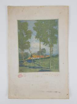 Estampe : Eau - forte couleur (pt taches rousseur) - Paysage - N° 25/25 daté 1914 signé BERNIER Charles