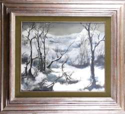 Tableau HSP -Forêt en hiver- signé DELMOTTE Marcel