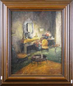 Tableau HSP -Vue d'intérieur de maison- signé BROUWERS Jules