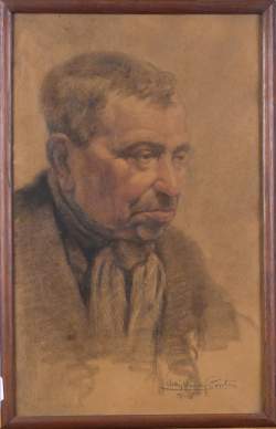 Tableau: dessin -Portrait d'homme- daté 15-16 signé VANDER POORTEN Valery