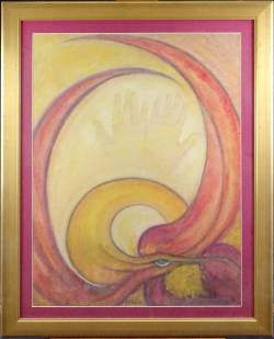 Tableau pastel -Phénix- signé ANTOINE A-Anne-Marie