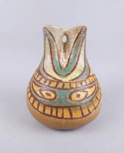 Céramique : Vase à double col signé ACCOLAY poterie d'Accolay (1945 , 1983) circa 1970