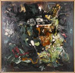 Tableau HST (craquelures , usure coin bas gauche) - Sans titre - signé HECQ Emile