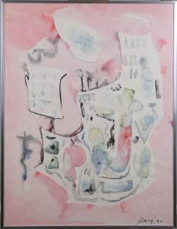 Tableau : aquarelle - Sans titre - daté 80 signé HECQ Emile