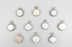 Bijou : Montres de gousset en argent mvt à remontoir (10) (Ds l'état , usures , mqe)