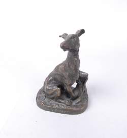 Sculpture: Bronze à patine brune -Lévrier- signé d'après FREMIET Emmanuel