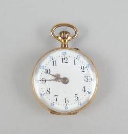 Bijou: Montre de gousset de col cuvette extérieure gravée en or jaune 18K mouvem