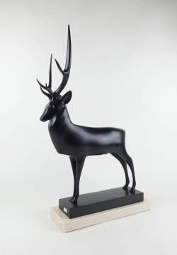 Sculpture d'après POMPON François en bronze -Grand Cerf- cachet fondeur Ebano